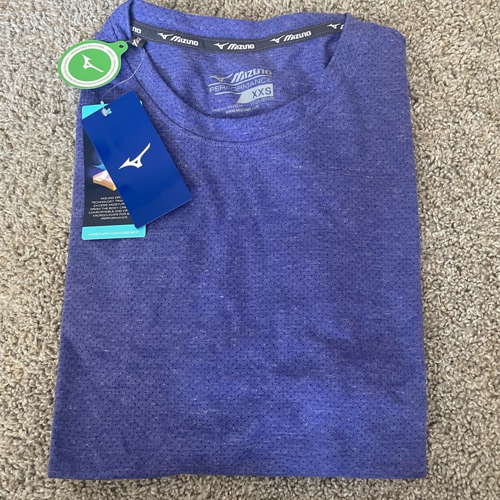 NWT Mizuno Ladies Long Sleeve Infinity Shirt, Deep Blue color, Size XXS